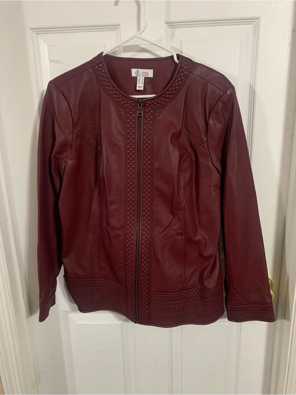 Denim & Co. Women's Burgundy Faux Leather Zip Jacket